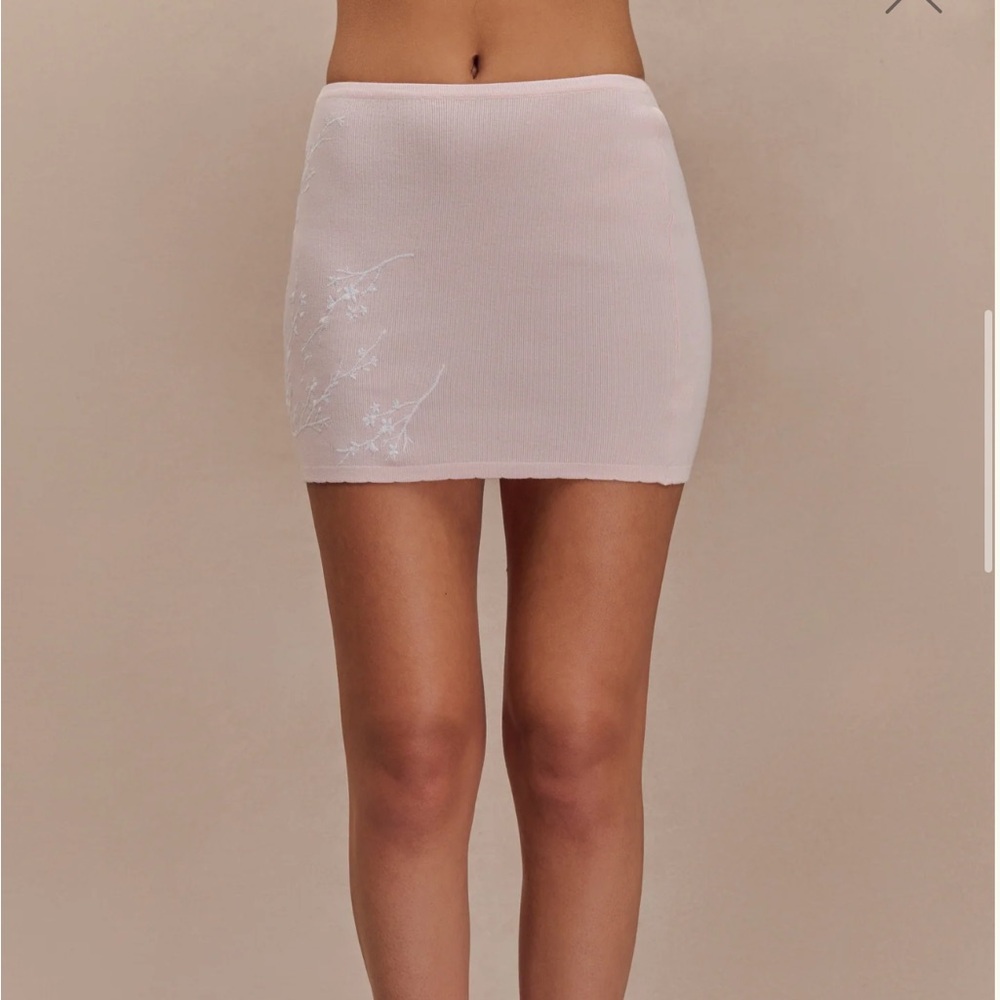 Meshki Monroe Embroidered Knit Top and Mini Skirt Set - Picture 3 of 10